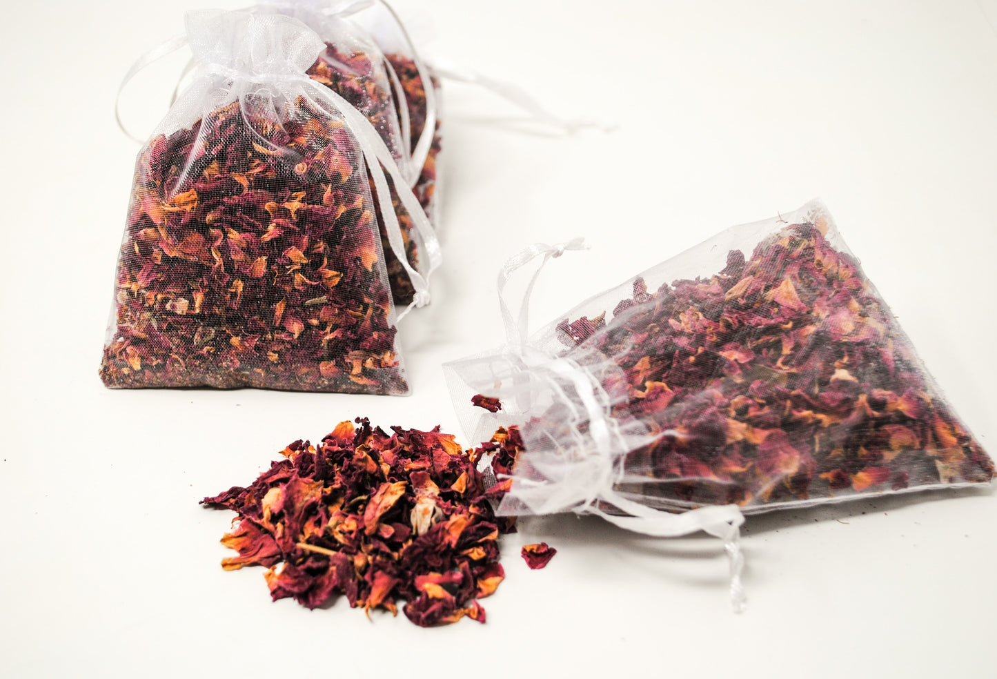 Set of 6 Rose Petal Sachets for Natural Freshness, Aromatherapy, and Gift Giving