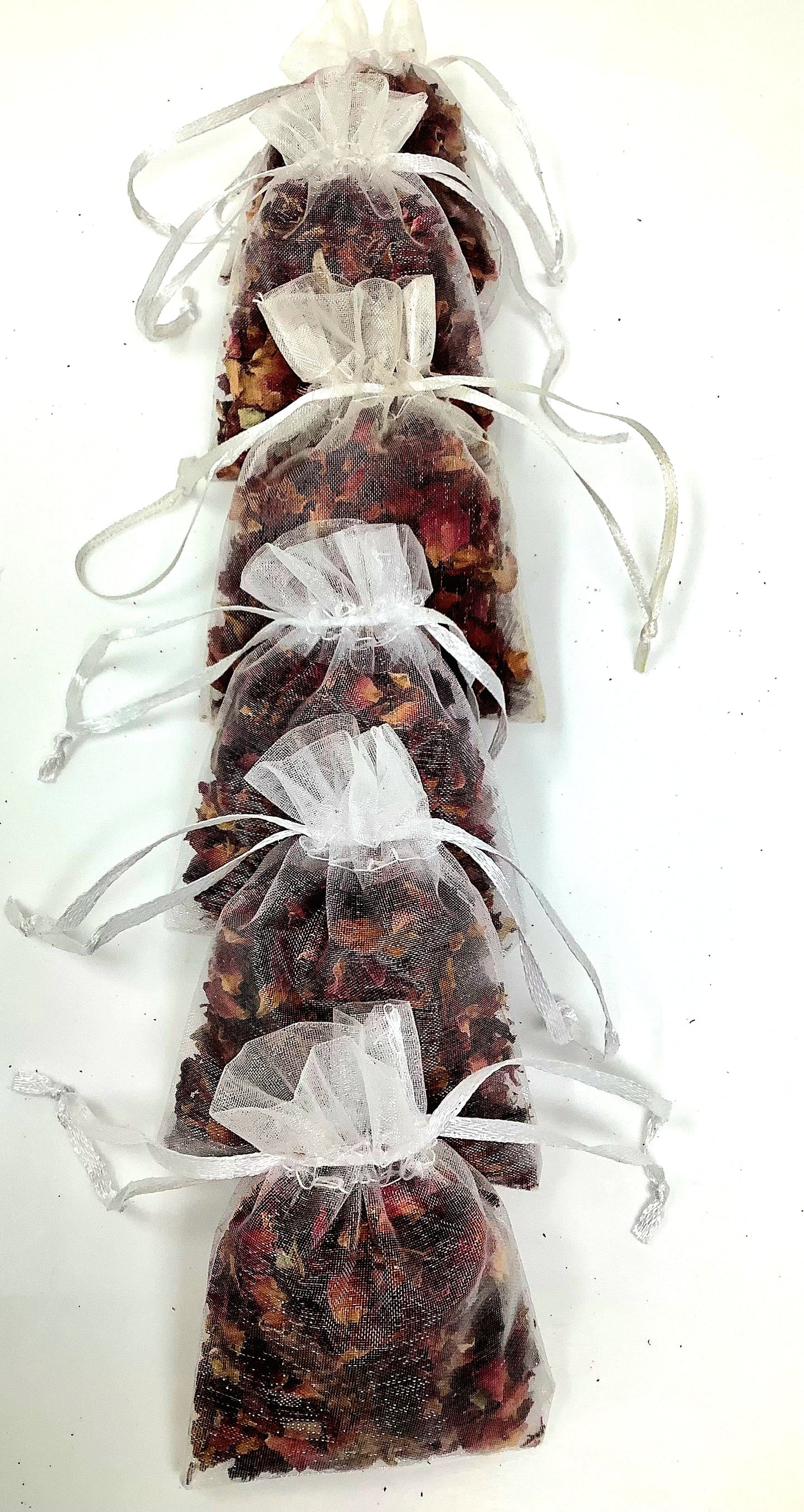 Set of 6 Rose Petal Sachets for Natural Freshness, Aromatherapy, and Gift Giving