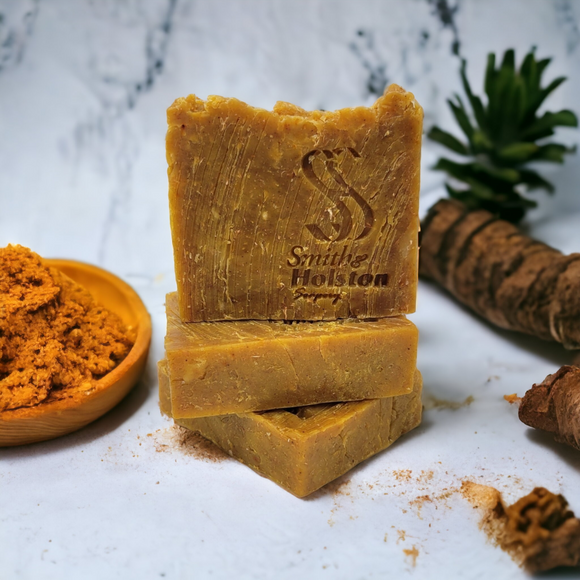 Golden Glow: All-Natural Turmeric Bar Soap Infused with Ground Loofah