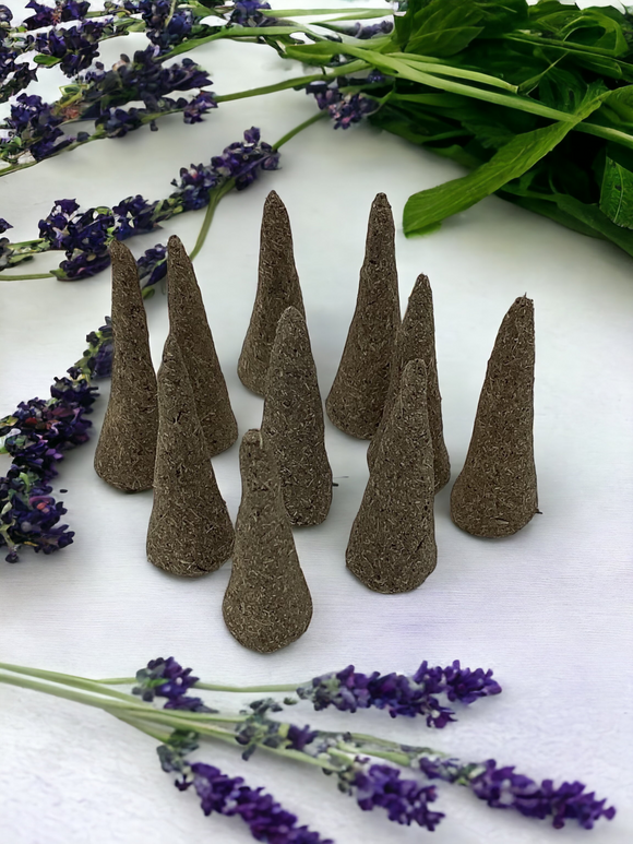 10 Premium Lavender Handrolled Incense Cones for Relaxation and Aromatherapy