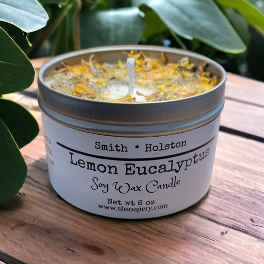 Energize Your Space: Lemon Eucalyptus Essential Oil Soy Candle 8 0z