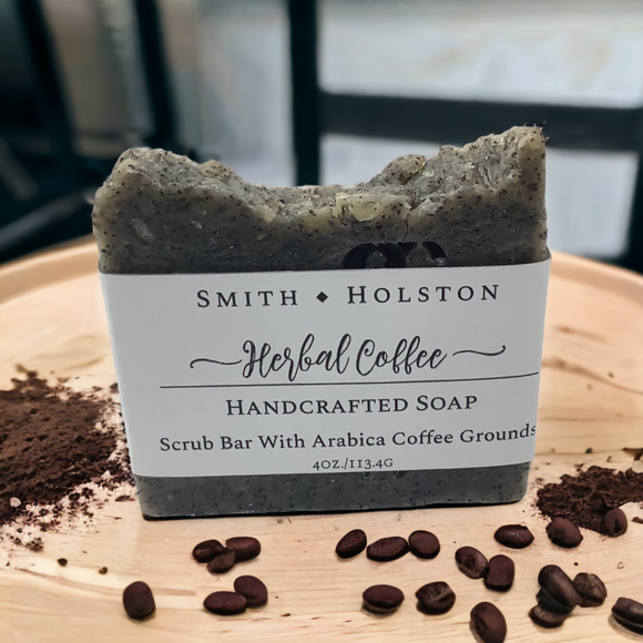 Awaken Your Skin: Herbal Coffee Scrub Bar Soap with Coffee Grinds