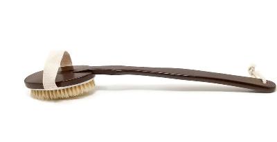 Wooden Bath Shower Body Brush with Removable Handle, Long Handle Back Scrubber, Dry Brushing